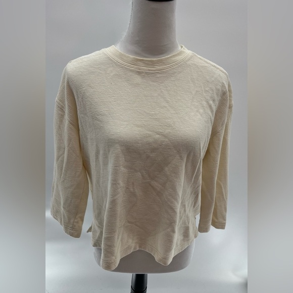 Rachel Zoe Round Neck Rib Knit Cropped Top In Cream. SZ M - Picture 2 of 5